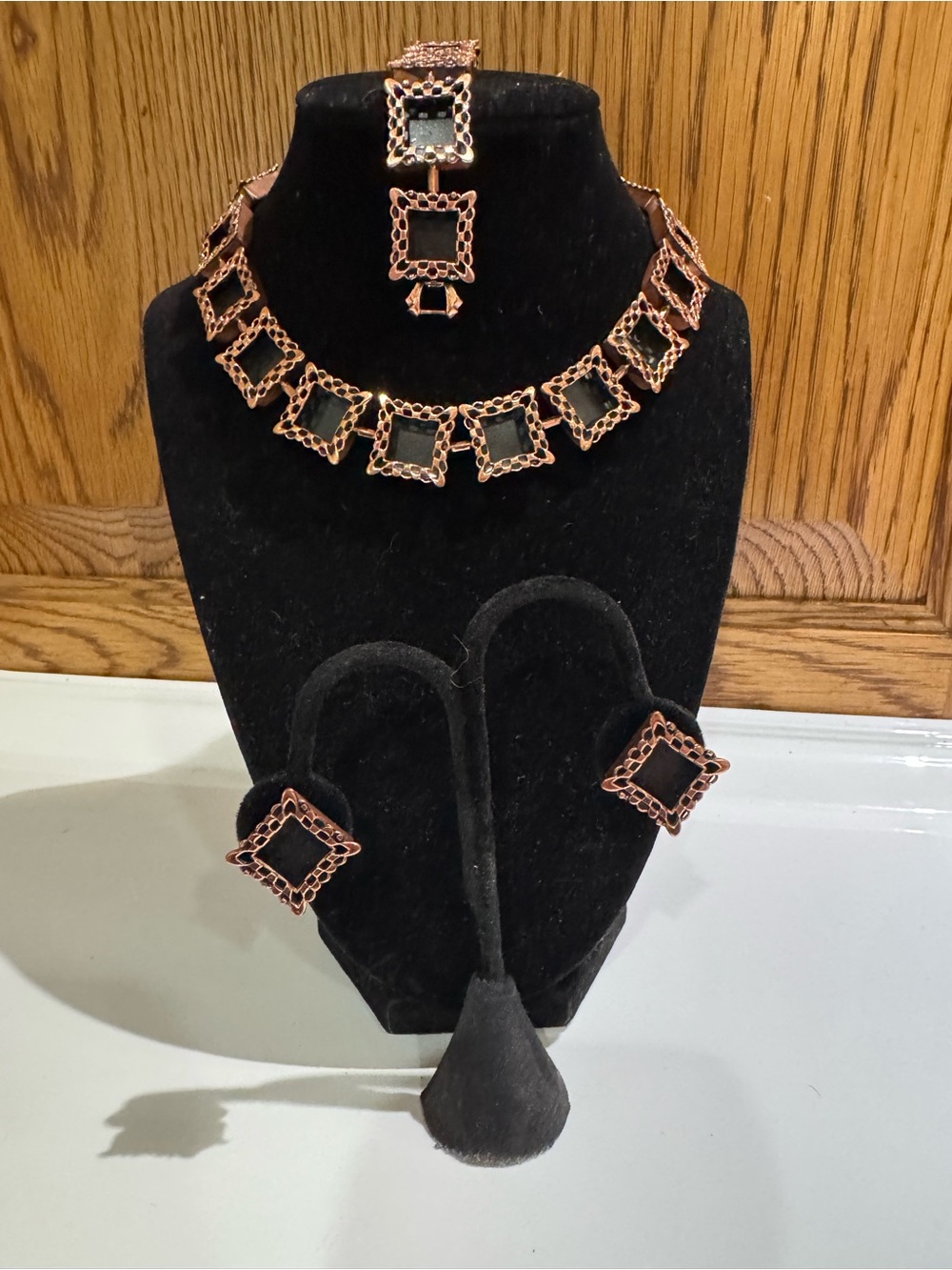Rare Vintage Renoir Shadowbox Necklace, Bracelet & Earring Parure Set